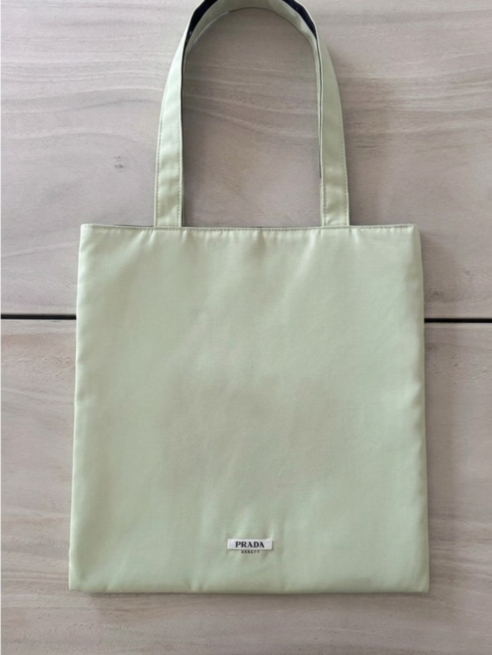 Prada Beauty Reversible Tote Bag Mint Green Black Nylon GWP Authentic